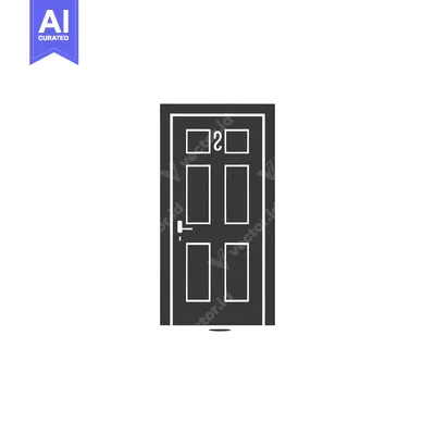 Aset desain premium: A single closed door with a number two above the handle