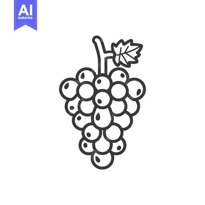 Aset premium populer: A Single Cluster of Grapes with a Leaf and Stem