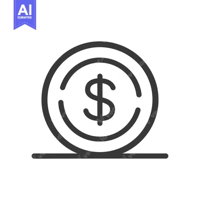 Aset desain premium: A Single Coin with a Dollar Sign Inside a Circle Resting on a Line