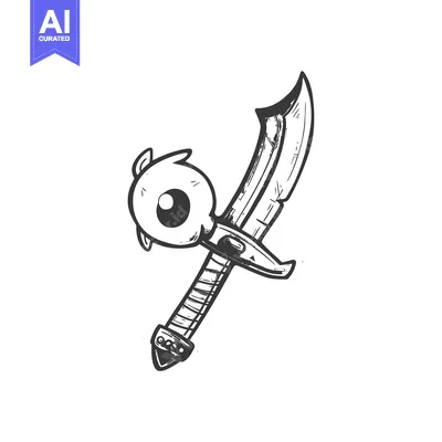 Aset premium populer: A single eye with a sword impaled through it.