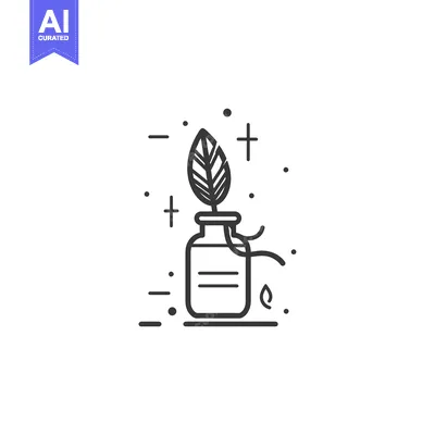 Aset desain premium: A Single Leaf in a Glass Bottle with a Line Design