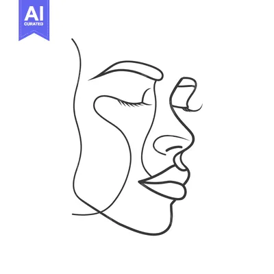 Aset premium populer: A Single-Line Drawing of a Woman's Face in Profile