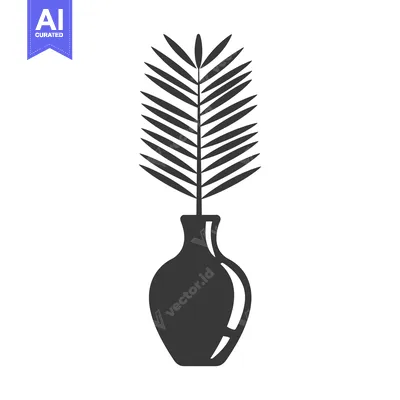 Aset desain premium: A Single Palm Leaf in a Simple, Round Vase