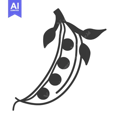 Aset desain premium: A Single Pea Pod with Five Peas and Leaves