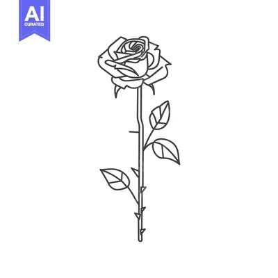 Popular premium asset: A Single Rose with Stem and Leaves in Outline