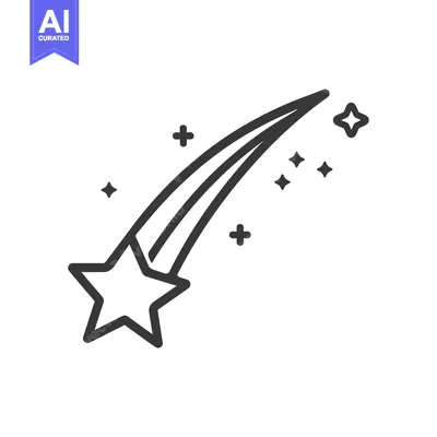 Aset desain premium: A Single Shooting Star with a Long Tail and Smaller Stars