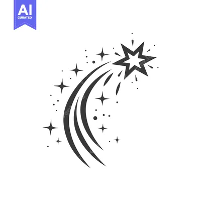 A Single Shooting Star With A Long Tail Of Smaller Stars