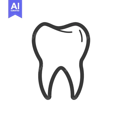 Aset premium populer: A single tooth outlined in black against a white background.