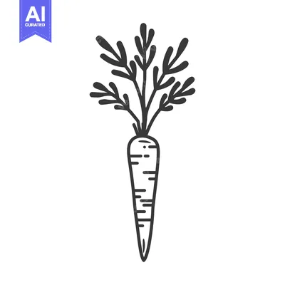 Aset desain premium: A single, whole carrot with its green leafy top