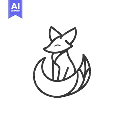Popular premium asset: A Sitting Fox with Curled Tail in Line Art