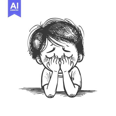 Popular premium asset: A Sketch of a Child Covering Their Face with Their Hands