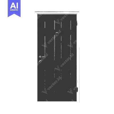 Aset desain premium: A Sketch of a Closed Wooden Door with a Doorknob