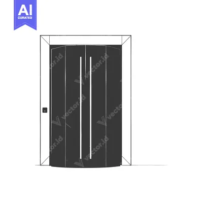 Aset desain premium: A Sketch of an Elevator Door with a Rounded Bottom