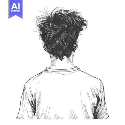 Popular premium asset: A Sketch of a Person from Behind with Messy Hair