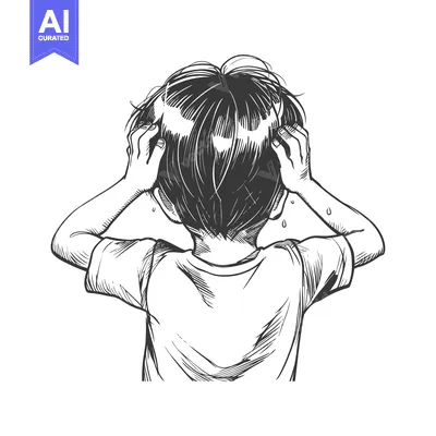 A Sketch of a Person Scratching Their Head with a Worried Expression