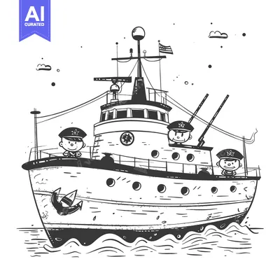 Popular premium asset: A Sketch of a Small Ship With Three Sailors on Deck