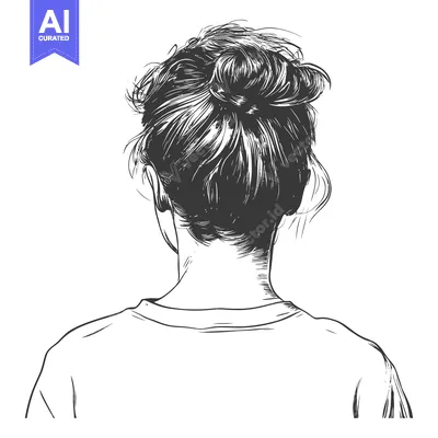 Aset premium populer: A Sketch of a Woman's Back with Hair in a Bun