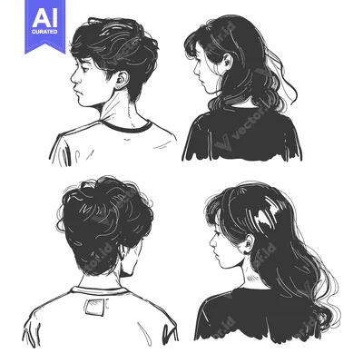 Aset premium populer: A Sketch of Two Men and Two Women in Profile, Turned Away From the Vie