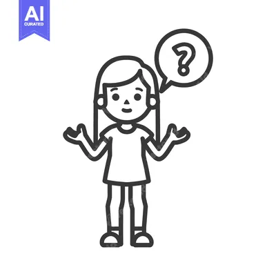 A cartoon girl is asking a question with a speech bubble