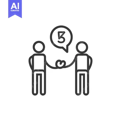 Aset premium populer: Two stick figures shaking hands with a number five above