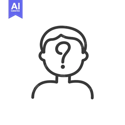 Aset desain premium: Simple line drawing of a human figure with a question mark