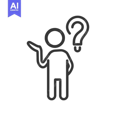 Premium design asset: A simple outline figure pondering a question mark nearby