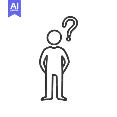 Aset premium populer: A simple line drawing depicting a person with a question mark