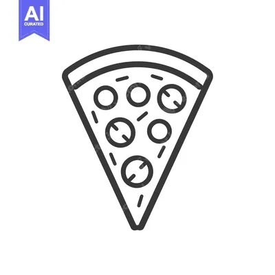 Aset desain premium: A Slice of Pizza with Toppings Depicted by Outline