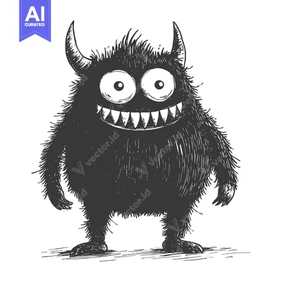 Popular premium asset: A Smiling Black Monster with Horns and Big Eyes