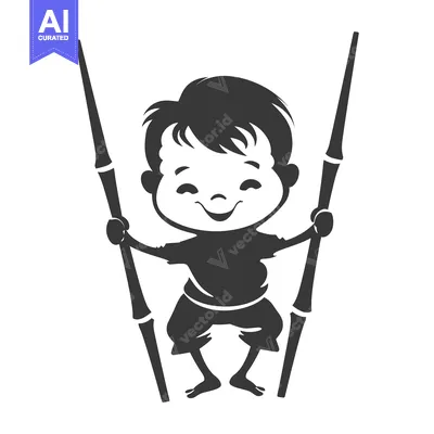 Premium design asset: A Smiling Boy Walking on Stilts