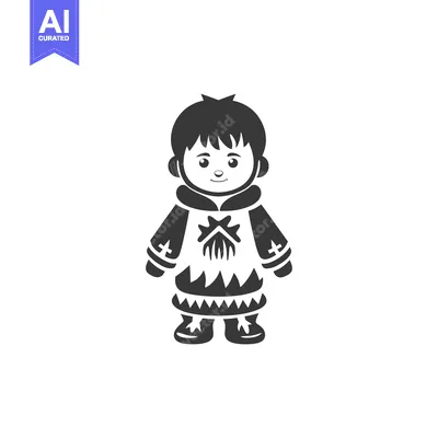 Popular premium asset: A smiling cartoon child wearing traditional Inuit clothing