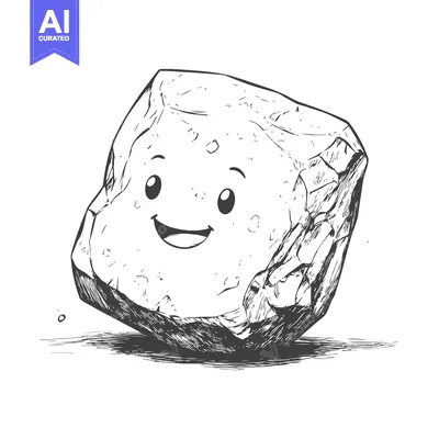 Popular premium asset: A Smiling Cartoon Rock with a Happy Expression