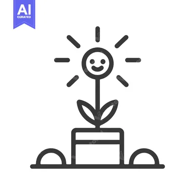 Aset premium populer: A Smiling Flower with a Stem and Two Leaves in a Pot