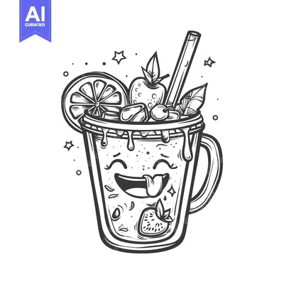 Popular premium asset: A Smiling Glass Filled with Fresh Fruit and a Straw