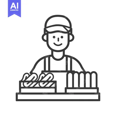 Aset premium populer: A smiling hot dog vendor with a stand full of hot dogs