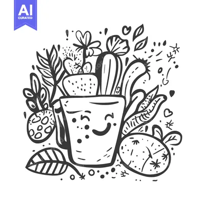 Popular premium asset: A Smiling Mug Overflowing with Blooming Plants and Cactus