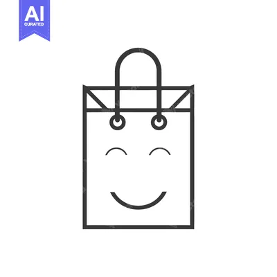 Aset desain premium: A smiling shopping bag with a handle