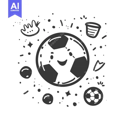 Premium design asset: A Smiling Soccer Ball Surrounded by Doodle-Style Elements