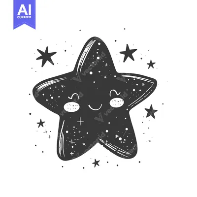 A Smiling Star with a Galaxy Pattern Surrounded by Smaller Stars