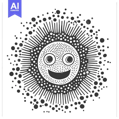 Aset premium populer: A Smiling Sun with Big Eyes and a Dotted Pattern