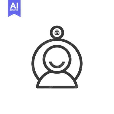 Premium design asset: A smiling user icon with a padlock above it, signifying secure user ac