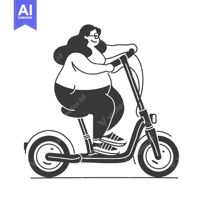 Popular premium asset: A Smiling Woman Riding an Electric Scooter