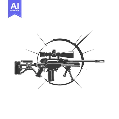 Popular premium asset: A Sniper Rifle with Scope and Bipod in a Circle Graphic