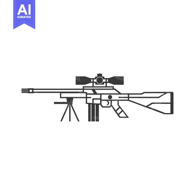 Premium design asset: A Sniper Rifle with Scope Mounted on a Tripod
