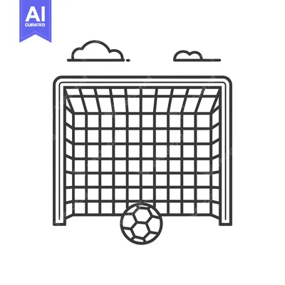 Aset desain premium: A Soccer Ball In Front of a Goalpost