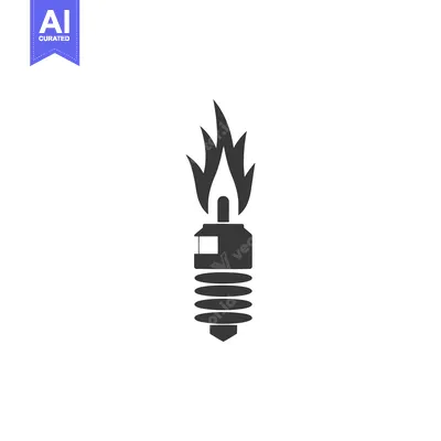 Aset desain premium: A Spark Plug with a Flame on Top