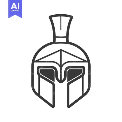 Premium design asset: A Spartan helmet outline on a white background