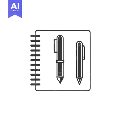Aset desain premium: A Spiral Notebook With Two Pens Inside