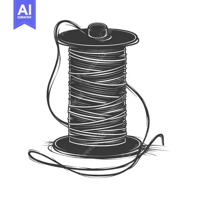 Aset premium populer: A spool of thread with a long piece of thread attached