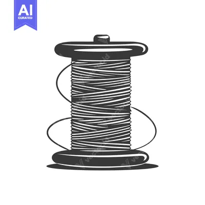 Aset premium populer: A spool of thread with a loose end on a white background